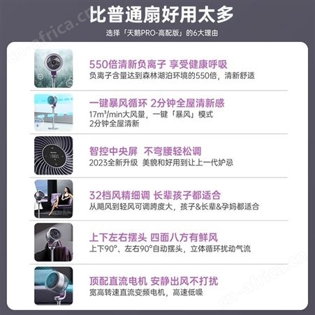 艾美特空气循环扇家用负离子智能电风扇落地扇新款遥控风力大