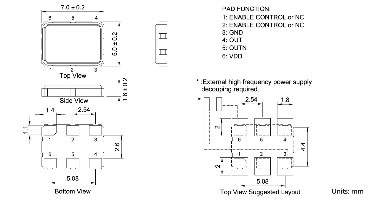 LVPECL输出TXC差分晶振312.5MHz规格及参数说明 LVPECL输出TXC差分晶振312.5MHz规格及参数说明