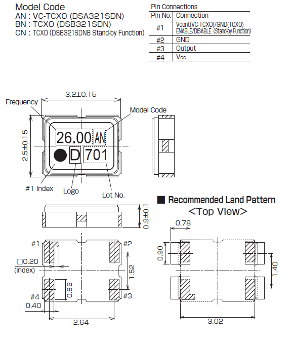 KDS VC-TCXO/TCXO尺寸及焊盘说明汇总 KDS VC-TCXO/TCXO尺寸及焊盘说明汇总