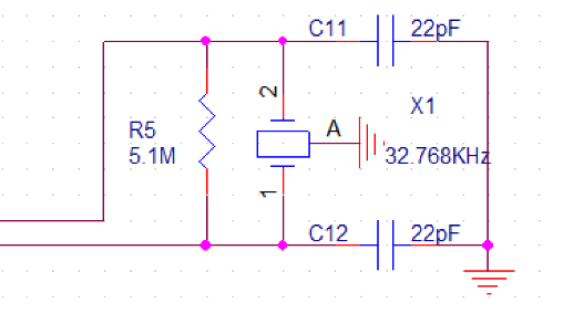RTC晶振SMD3215(FC-135)32.768KHz电路图